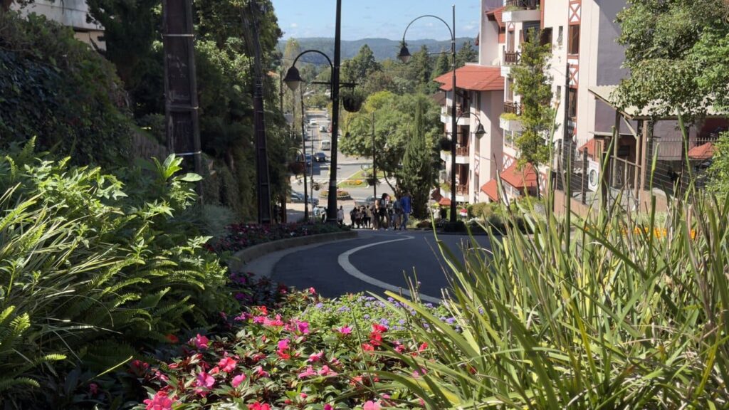 Ao visitar Gramado, a rua torta é o passeio perfeito para um dia de sol.